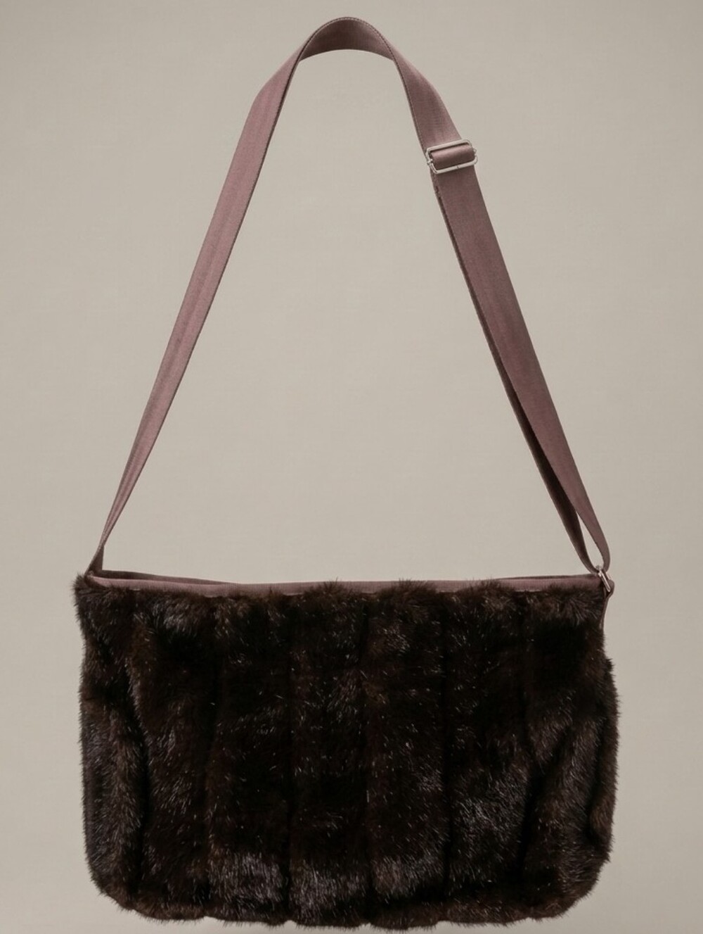 Harveys Seatbelt Bags Rare Vintage Plush Faux Fur Crossbody Shoulder Bag Brown